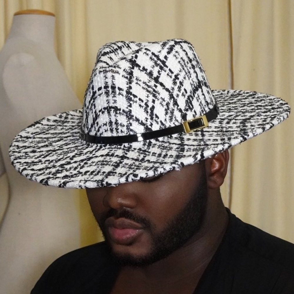 Tweed White Fedora Hat